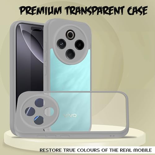 Image of V-TAN Back Cover for Vivo T4 5G / iQoo Z10 5G Compatible Case, Transparent Clear, TPU, Camera Protective Shockproof Cover (Gray)