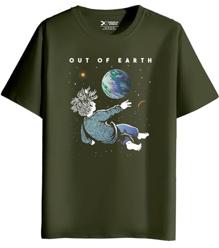 Image of XENOVAURBAN Men's Graphic Printed RN-Earth Round Neck Regular and Plus Size Cotton T-Shirt