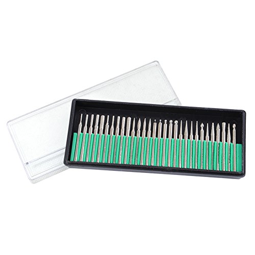 Cheerfulus 30PCS Jade Sculpture Tête de Meulage Diamant Foret Fraise Cylindrique Kit pour Perceuse et Outil Rotatif 3 mm Cover