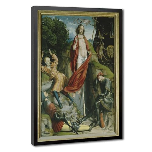 Poster Résurrection de Jésus Jan Joest en toile 50x75 cm avec cadre suspendu pour salon