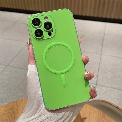 Étui magnétique iPhone 13 Pro vert chargement sans fil coque noctilucent néon de luxe
