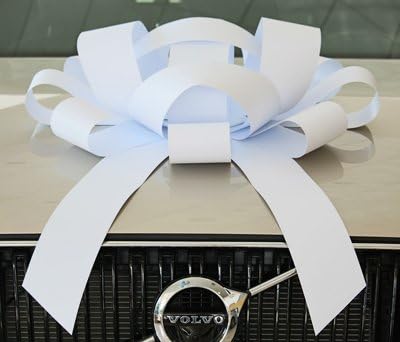 Giant White 30 inch Magnetic Car Bow, Weather Resistant Vinyl
