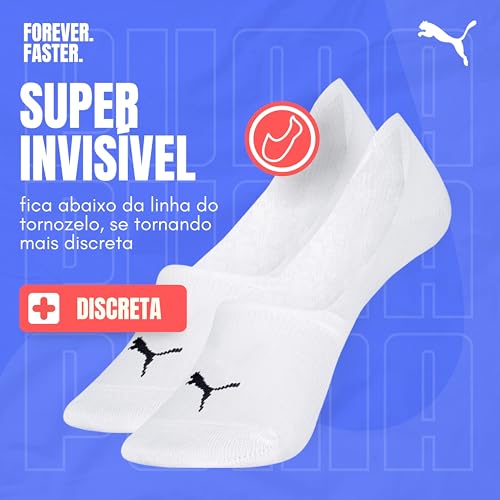 PUMA Kit 6 Pares Meias Super Invisível Sapatilha Esportiva Masculino Adulto, 3 Branco - 3 Preto, 39-