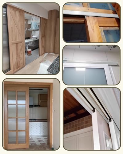 Silver Bifold Barn Door Hardware Kit, 76cm/30inch Box Rail Track Set for Sliding Single Door, Outdoor Shed Garage Door Track Hanger miniatura 4