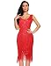 Flapper Girl Women's Vintage 1920s Sequin Beaded Tassels Hem Flapper Dress (L, Red)