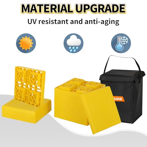 Image of OULEME 24 Pack RV Leveling Blocks, Stackable Jack Blocks, Interlocking Leveling Pads with Carrying Bag, for Camper Travel Trailer