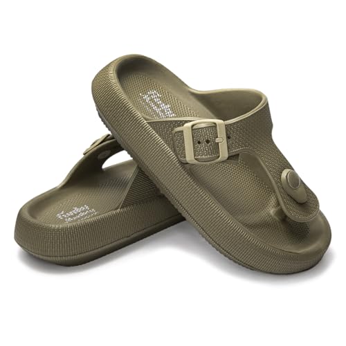 FUNKYMONKEY Thong Sandals Adjustable Buckle EVA Thick-Soled Flip Flops for Women and Men4
