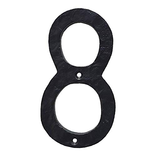 Numéro de porte en fonte noire martelée 14 cm - Chiffre 8 au style fer forgé