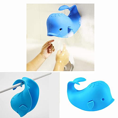 Odowalker Faucet Spout Cover Blue Whale Baby Cute Soft Silicon Bath Tub Toddlers Child Safety Protection from Injury Cover Universal Fit