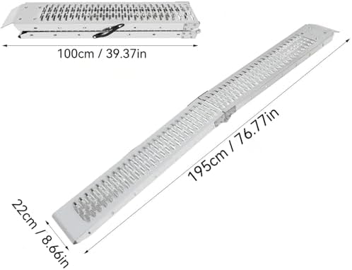 Portable Folding Aluminum Loading Ramps for Truck, ATV, UTV, Motorcycle & Cargo Hauler - Heavy-Duty Anti-Slip Design, 570 lbs Capacity, 82.7" x 10.6"