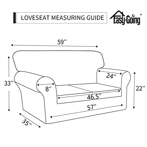 Image of Easy-Going 2 Pieces Stretch Loveseat Couch Sofa Slipcover Washable