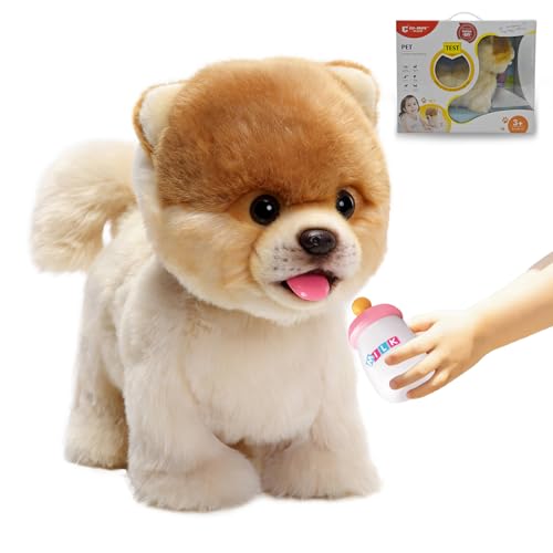 CU-MATE 12' Electric Plush Pomeranian Dog Toys, Electronic Stuffed Animal Dog Toy, Interactive Wuffy Robot Puppy, Walking, Talking, Barking & Wagging Tail, Gifts for Boys and Girls