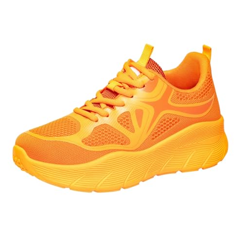 Mujer Zapatos Deportivos Transpirable Zapatillas de Correr Ligeras Suela Gruesa Zapatillas Atléticas con Cordones Correr Zapatos De Caminar Tendencias, naranja, 38 EU