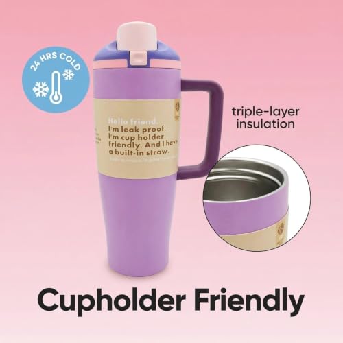 Image of HomeCloud 1200ML Stainless Steel Water Bottle - Double-Wall Vacuum Insulated, Leakproof Straw Lid, BPA-Free Reusable Travel Flask with Two-Way Spout for Gym, Office & Outdoor Use (H Purple)