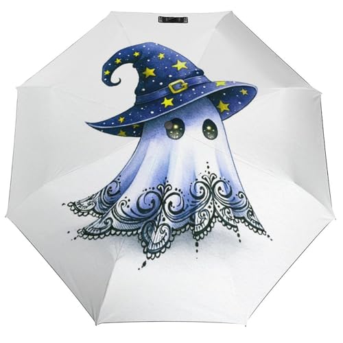 Jubonexis Paraguas plegable con sombrero de bruja, 3 pliegues, resistente al viento, para viajes, resistente al viento, para exteriores, sol y lluvia