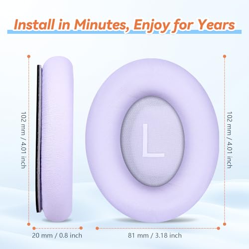 Image of Aurivor Replacement Ear Pads for Bose QuietComfort 45 35 ii (QC45 QC35) Headphones, Earpads Cushions for QC SE SC & New Quiet Comfort (Deep Bass), with Softer Foam & Protein Leather (Chilled Lilac)