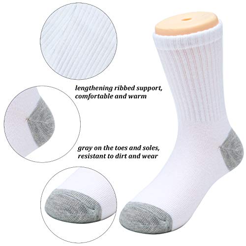 Cooraby 15 Pack Boys' Crew Socks Classics Ribbed Support Athletic Kids Socks (White & Gray, 6-8 Years) #TOP1