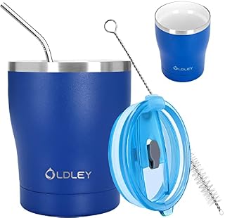 OLDLEY 340ml/11oz Reusable Travel Mug with Ceramic Lined Coating, Insulated Stainless Steel Coffee Thermal Mug Tumbler Cups with Lid & Straw for Hot and Cold Drinks, Leakproof, BPA Free