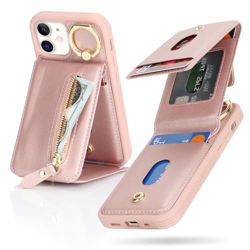 Étui de protection or rose pour iPhone 12 Mini style portefeuille chic
