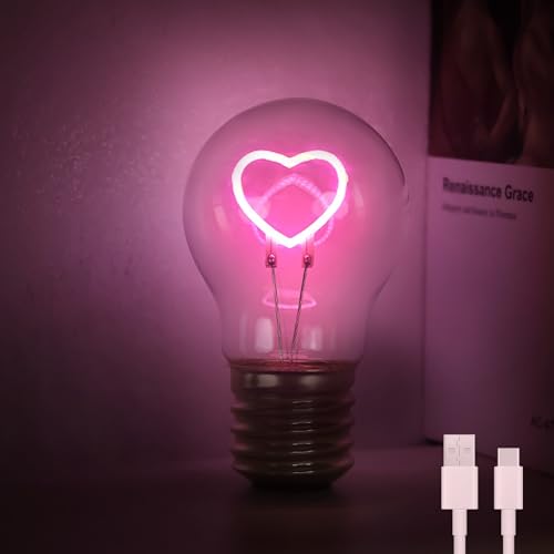 Fieldspark Heart Shaped E40 Rechargeable Light Bulbs, LED...