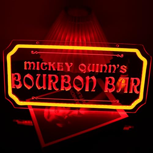 Image of Mikey Quinn's Pub Neon Sign Bouron Bar Neon Sign 3D Art Carving Design LED Neon Light for Wall Decoration, Cocktail Old Fashioned Home Bar Accessories Decor