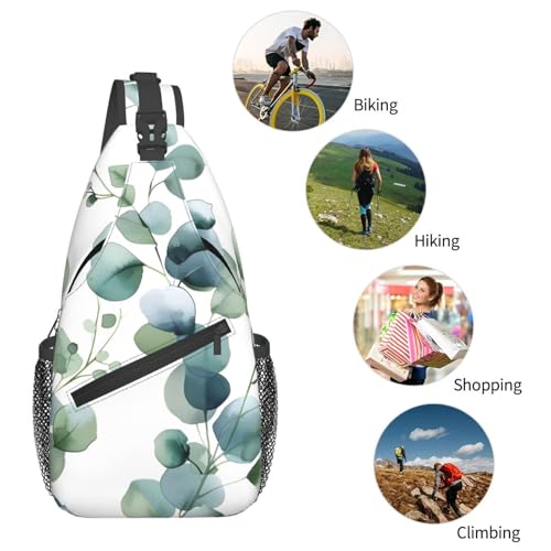 Bolso tipo bandolera verde con estampado de hojas para mujer y hombre miniatura 6