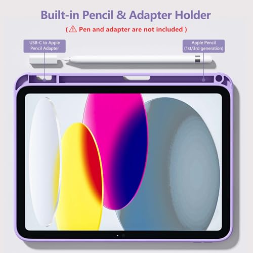 Image of Wenlaty Compatible with iPad (A16) 11th Generation Case 11 Inch 2025, for iPad 10th Generation Case 10.9 Inch 2022 with Pencil Holder, Trifold Stand Protective Clear Back, Auto Wake /Sleep, Lavender