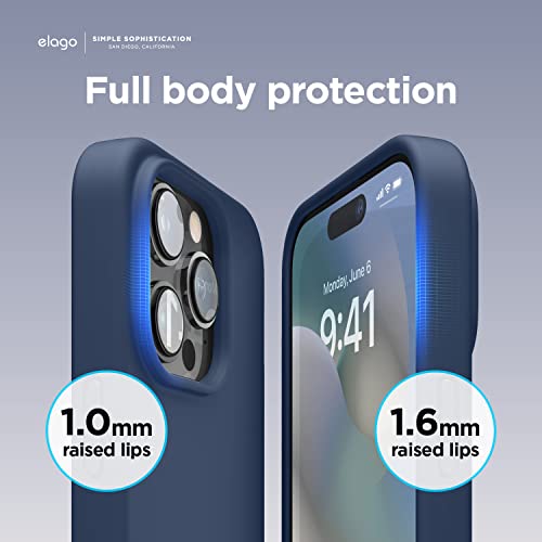 Image of elago Compatible with iPhone 14 Pro Max Case, Liquid Silicone Case, Full Body Protective Cover, Shockproof, Slim Phone Case, Anti-Scratch Soft Microfiber Lining, 6.7 inch (Jean Indigo)