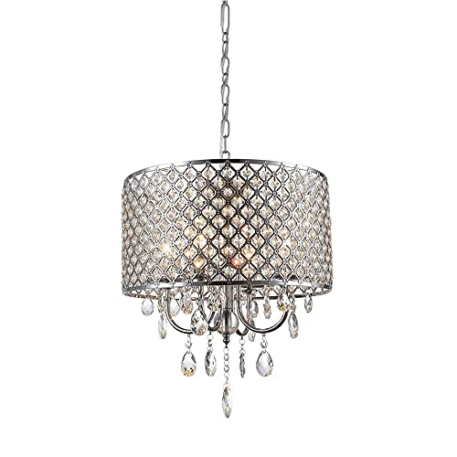 Lustre en cristal pour plafond bas réglable et moderne 4 lumières