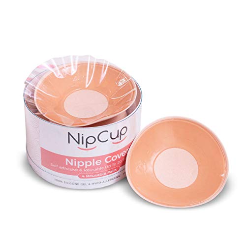 image for NipCup 4 Pairs Reusable Silicone Nipple Covers | Ultra-Thin Adhesive I