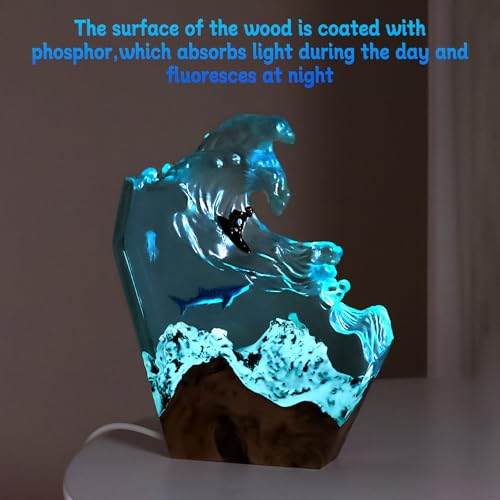 Lámpara de mesa de noche de resina LED artesanal miniatura 3