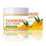 ARCHIDATE Turmeric Mask, Clay Mask For Face, Turmeric Face Mask, Deep Cleansing Face Mask Skin Care, Facial Mask With Ginger Root Extract & Olive Oil, Control Oil Turmeric Mud Mask