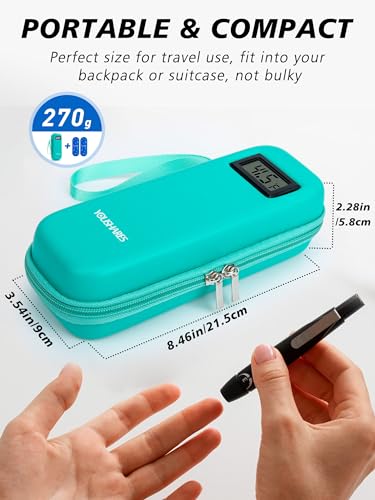 youshares insulin cooler travel case with temperature display - refrigerated medicine cooling bag with 2 tsa approved ice pack medication pen diabetic supplies organizer for trip and daily