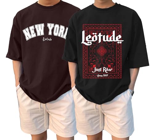 Image of LEOTUDE Men's Cotton Oversized Fit T-Shirt