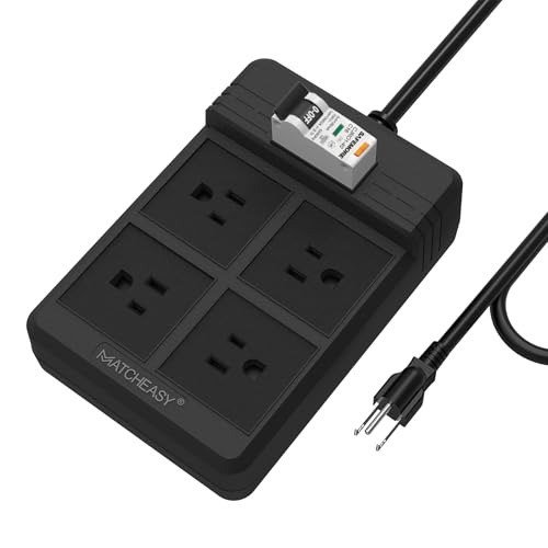 Extensión MATCHEASY con 4 tomas y protector GFCI color negro miniatura 1