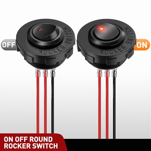 Image of Nilight 1PC LED Rocker Switch 12V 20A Red Lighted ON Off Round Toggle