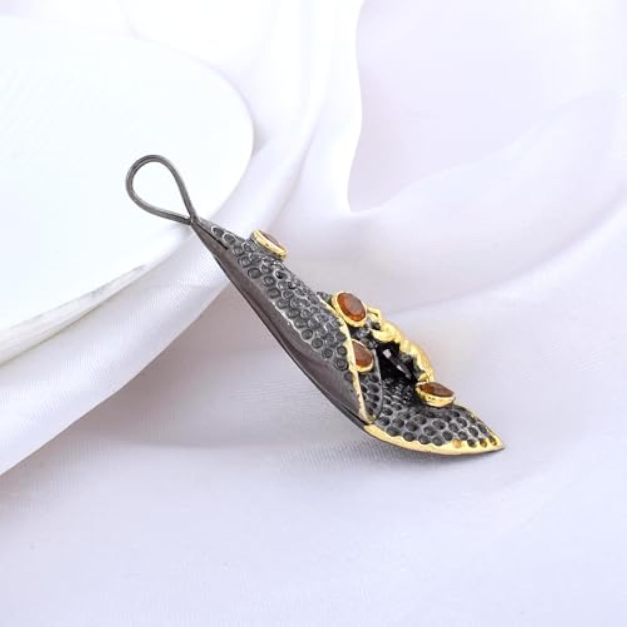 Women's Citrine 925 Sterling Silver Pendant Necklace, Designer Style