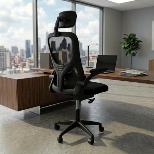 NORMAN JR Black | High Back Imported Mesh Fabric Boss Office Chai...