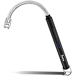 SUPRUS Electric Candle Lighter USB Type C Rechargeable Lighter Steel Shell & Hanging Hook with 360 Flexible Neck (Black)