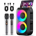 HEEBUKE Karaoke Machine, Portable Bluetooth Speaker with 2 Wireless Karaoke Microphones, 10W Karaoke for Adults Kids with Upgraded Subwoofer, PA System, Support TWS/TF/USB/AUX, Party