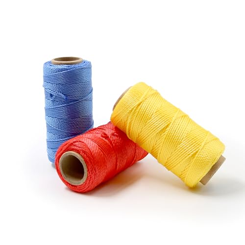 Mason Line String 260FT 390FT 780FT 1500FT 2300FT Durable Construction Twine for Laying Bricks Blocks Fences in Gardening DIY & Landscaping Projects (Set 3 Colors 262 Ft x 3 Pcs)