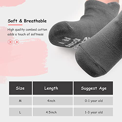 SATINIOR 8 Pairs Baby Non-slip Grip Ankle Socks Non-Skid Gripper Socks with Funny Sayings, 1-3 Years, 4.5 Inches(Pink Series)3
