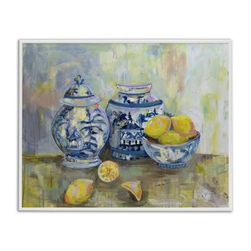 Lemons and Pottery Still Life, 16 x 20 Inch Framed Giclée Print