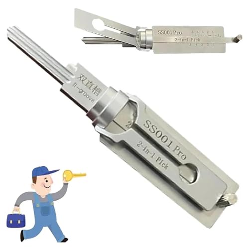 Schlossöffnungswerkzeug,schlüsseldecoder 2 In 1，Schlüssel Decoder Aus Edelstahl,Schlossknacker Werkzeug,Stainless Steel Key