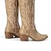 Athlefit Cowboy Boots for Women Vintage EmbroideTAN Country Western Cowgirl Boots Low Chunky Heel Pointed Toe Mid Calf Boots, Tan, Size 8.5, AD00533