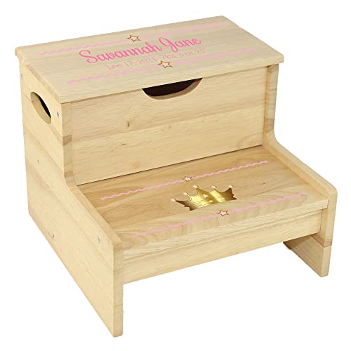 Wood Storage Stool - Pink Princess Crown