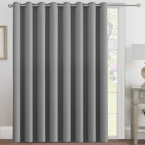 Image of H.VERSAILTEX Blackout Patio Curtains 100 x 90 Inches for Sliding Door Extral Wide Blackout Curtain Panels Thermal Insulated Room Divider - Grommet Top, 7.5' Tall by 8.3' Wide - Dove Grey