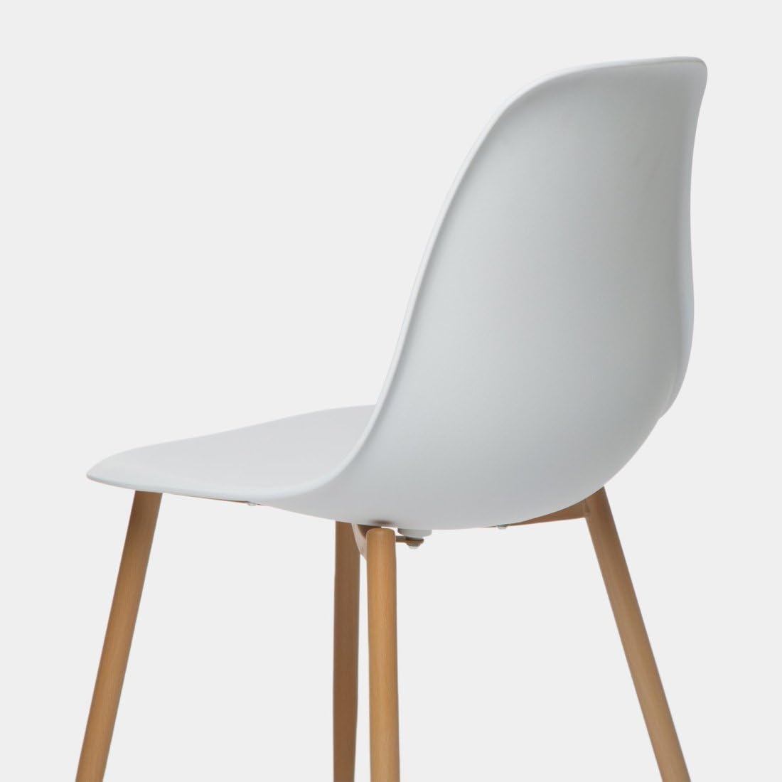 KLAST Pack 6 sillas de Comedor en Polipropileno Blanco con Pata Natural