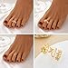 18K Gold Toe Rings for Women Non Tarnish 3Pcs Stainless Steel Adjustable Toe Ring Starfish Dolphin Shell Butterfly Daisy Flower Stacking Toe Rings Trendy Boho Summer Beach Foot Jewelry (Flower)