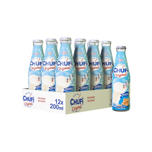 Chufi - Horchata Original, 100% Vegetal, Sin Lactosa, Sin Gluten, Sin Alérgenos - Pack 12x200 ml